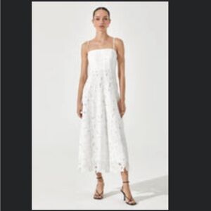 White eyelet midi tank top dress